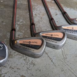 Two drivers and TaylorMade irons