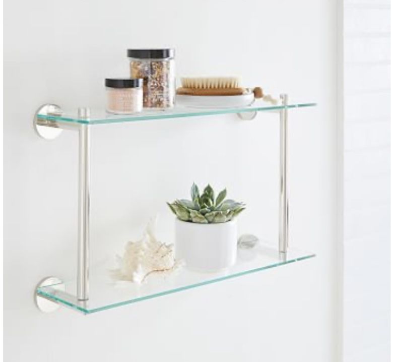 West Elm Double Glass Bathroom Shelf