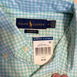 NWT Polo Ralph Lauren Green GINGHAM PLAID Oxford Button-down Shirt size Medium