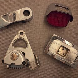 Harley Parts Bundle: Rear Brake Caliper/Bracket + Tail/Brake Light + License Plate Mount (Custom/Chopper)