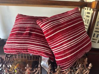Red and White Striped Throw Pillows – Set of 2