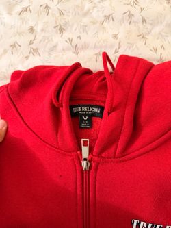 True Religion Red Zip-Up Hoodie Size Large