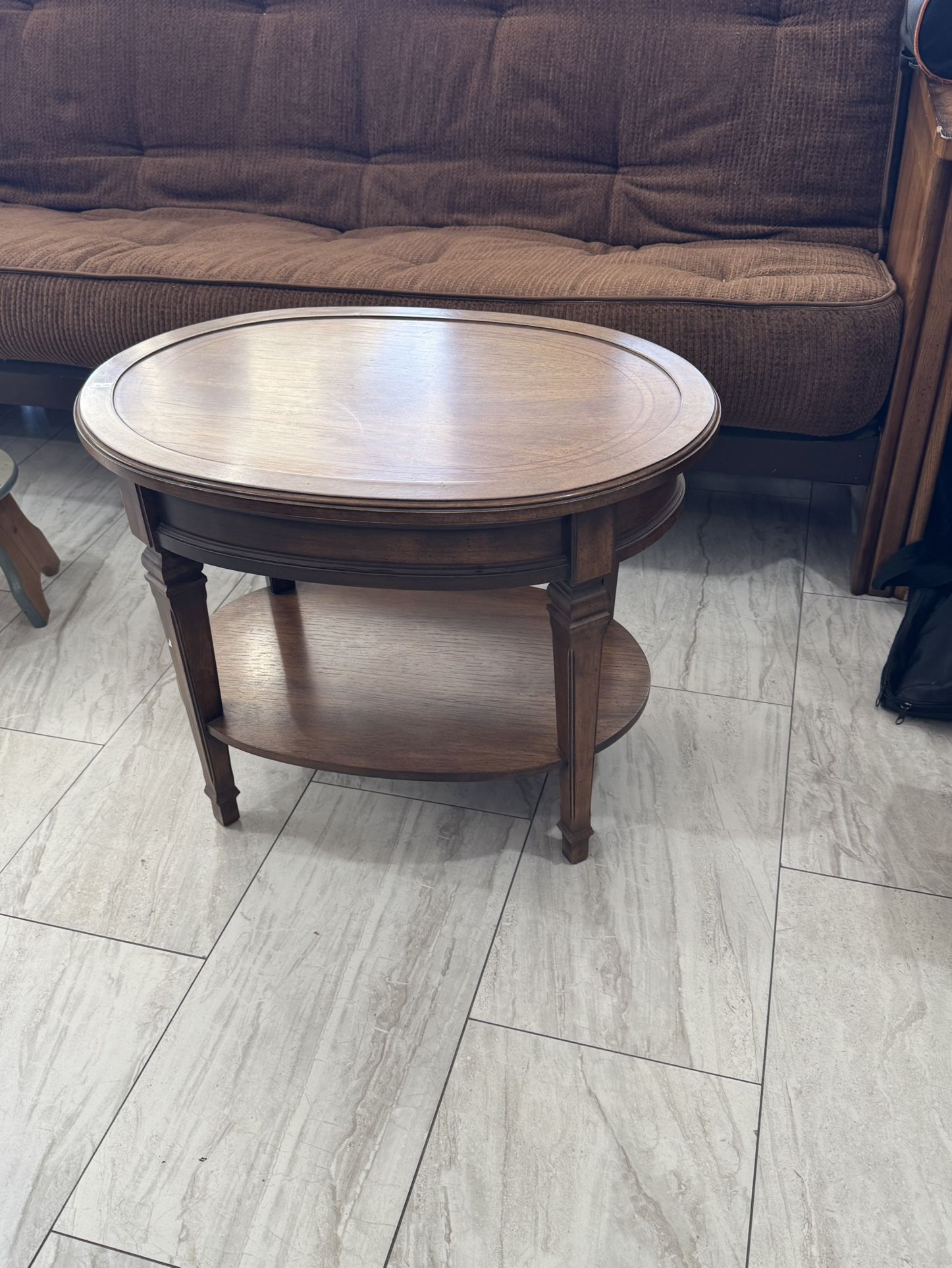 Oval End,side table 21Hx27Wx17D