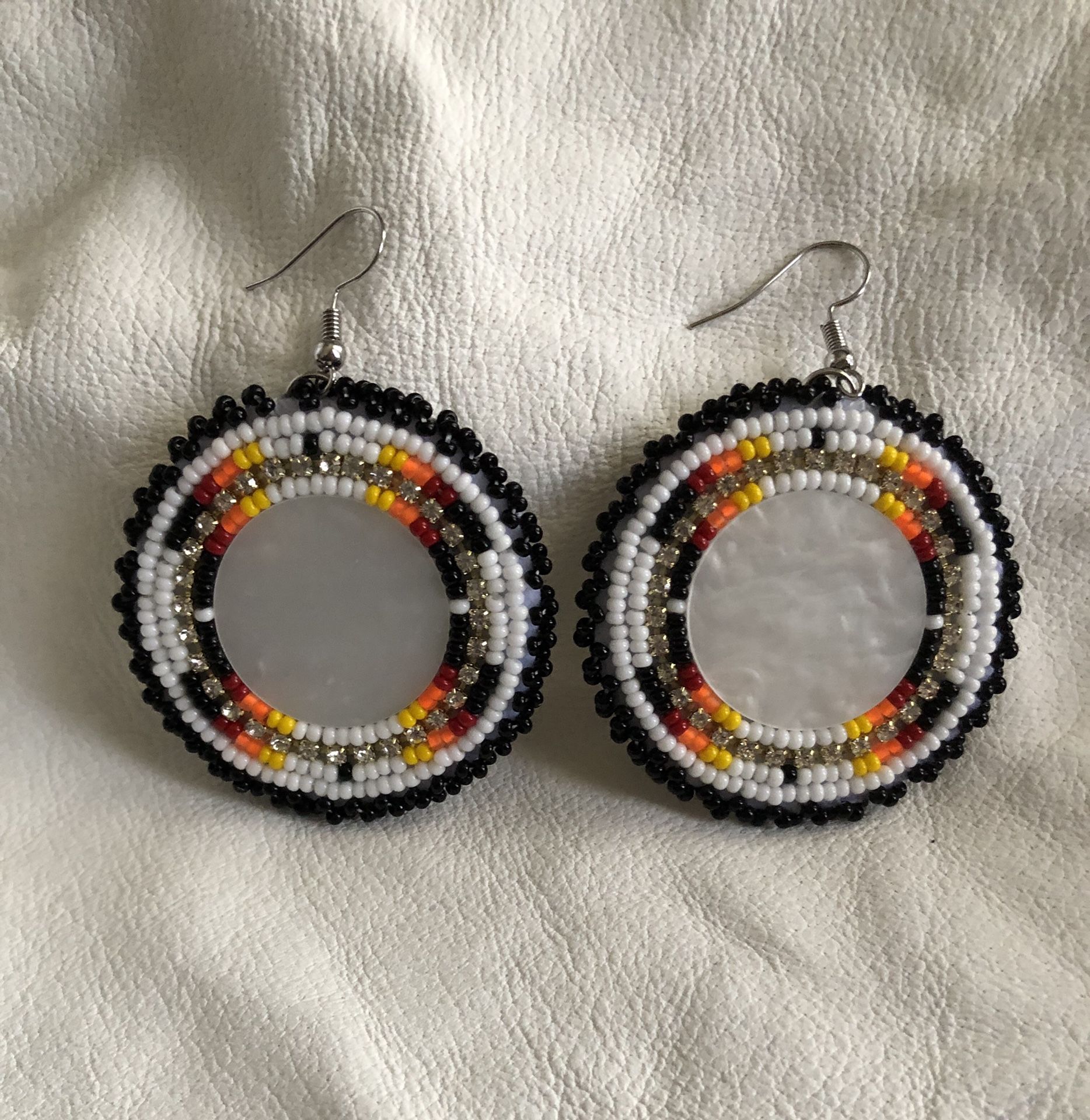 Beaded white earrings
