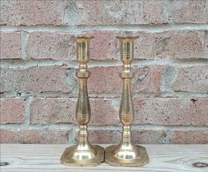 Vintage Brass Square Bottom Candlestick Holders