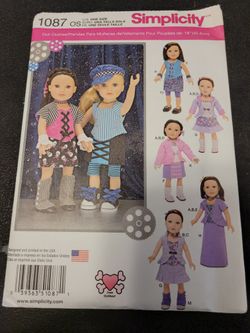 18 Inch Doll Pattern Clothes New Simplicity Sewing Fabric Crafts Children