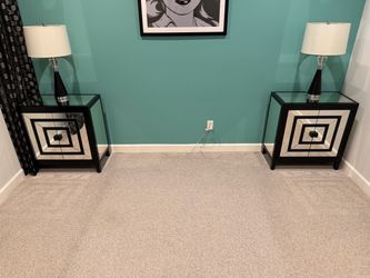 New Modern Glass Night Stand with Cabinets