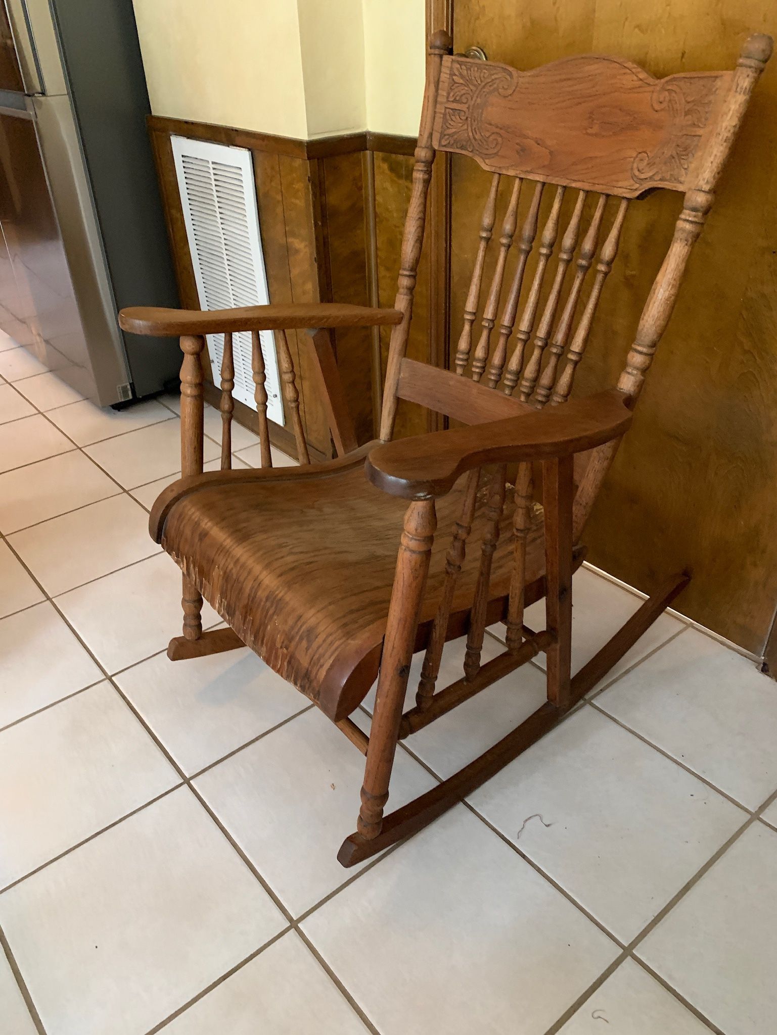 Vintage American Spindleback Pressed Back Rocking Chair