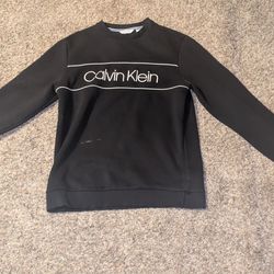 Men's Calvin Klein Black And White Soft Touch Fleece Sweater Size Medium