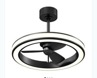 Modern Black Ceiling Fan with LED Ring Light