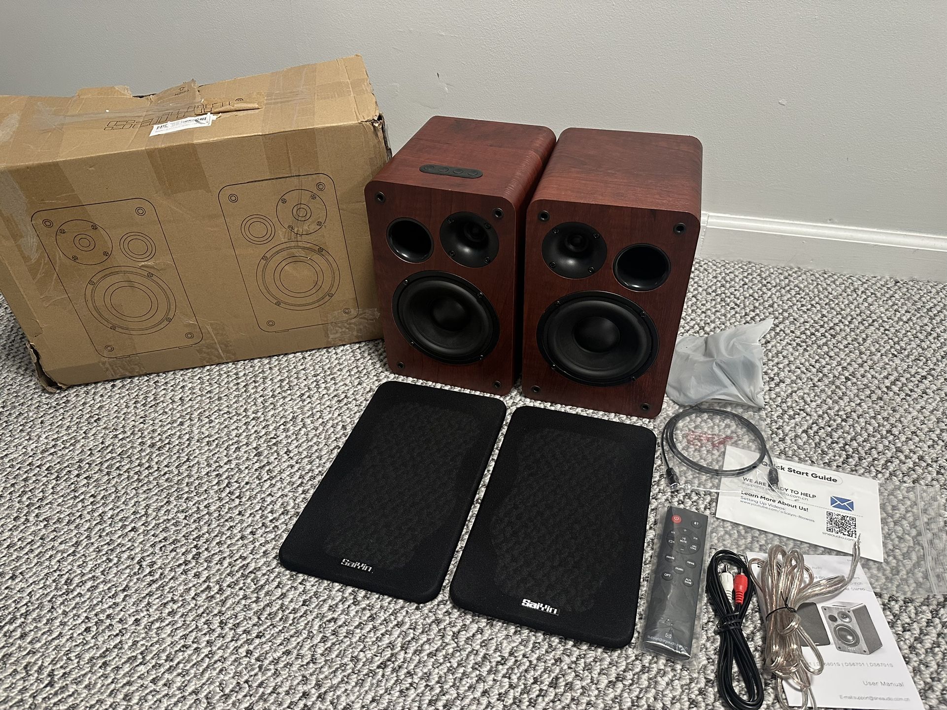 Saiyin Bluetooth Bookshelf Speakers, 40W X 2 Powered Speakers with 4 Inch Woofer