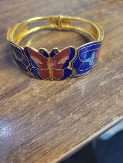 Cloisonné Butterfly Bangle Bracelet