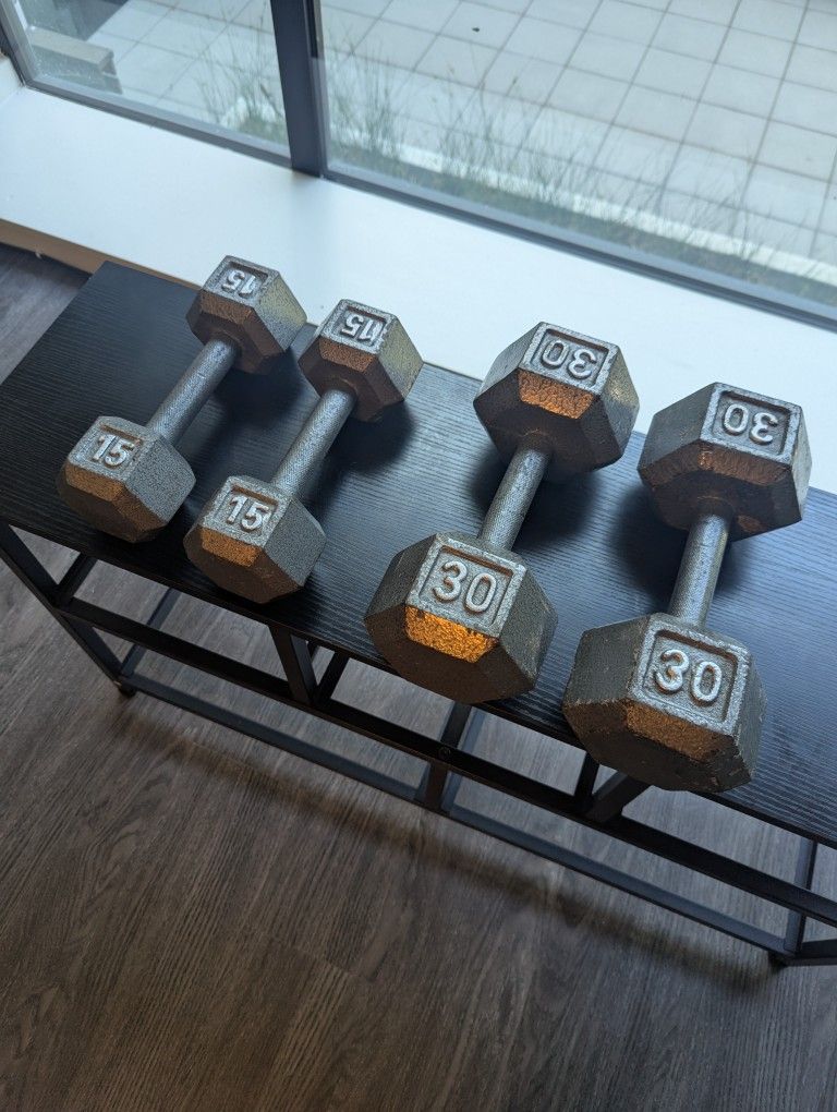 30lb and 15lb dumbbells