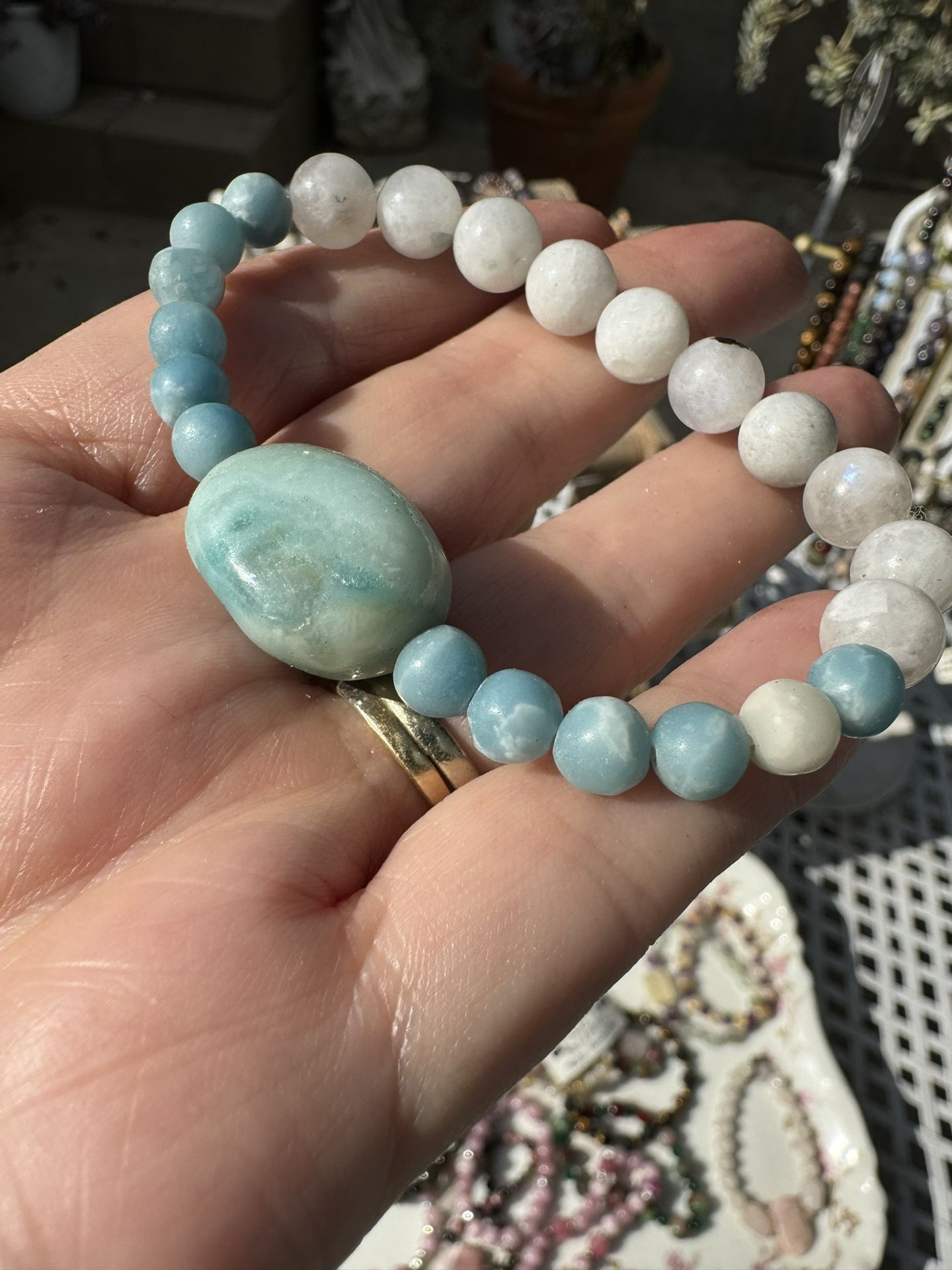 Amazonite, Larimar And Moonstone Bracelet