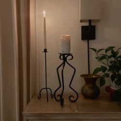 Pair of Tall Wrought Iron, Candle Holders, Decor