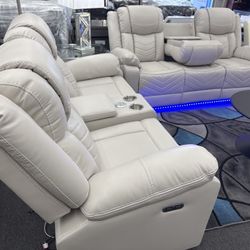 New 3Pc Recliner Living Room Set Ice Color