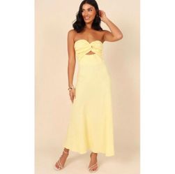 Petal and Pup Rosetta strapless maxi dress in the color lemon size 14 NWOT