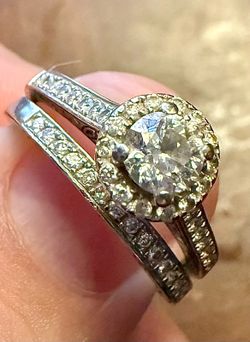 Engagement ring set 14k white Gold Diamond
