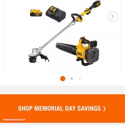Memorial Day DEWALT 20V MAX Cordless Battery Powered String Trimmer & Blower Combo Kit with (1) 4 Ah Battery & Charger 