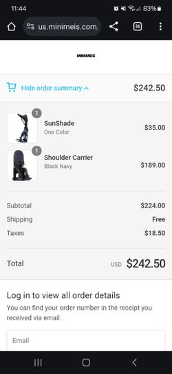 Minimeis Carrier And Shade. New. Never Been Used