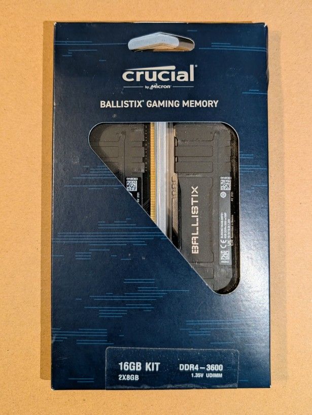 Crucial Ballistix 16GB (8GBx2) DDR4 3600 Mhz CL16 DRAM