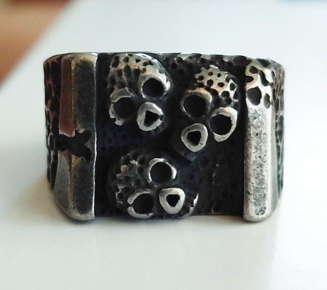 Three Skulls Stainless Steel Ring