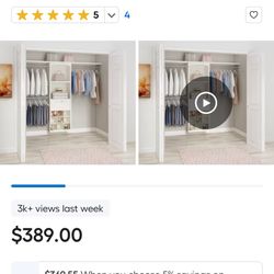 allen + roth Hartford 5-ft to 8-ft W x 6.33-ft H Antique White Solid Shelving Wood Closet 