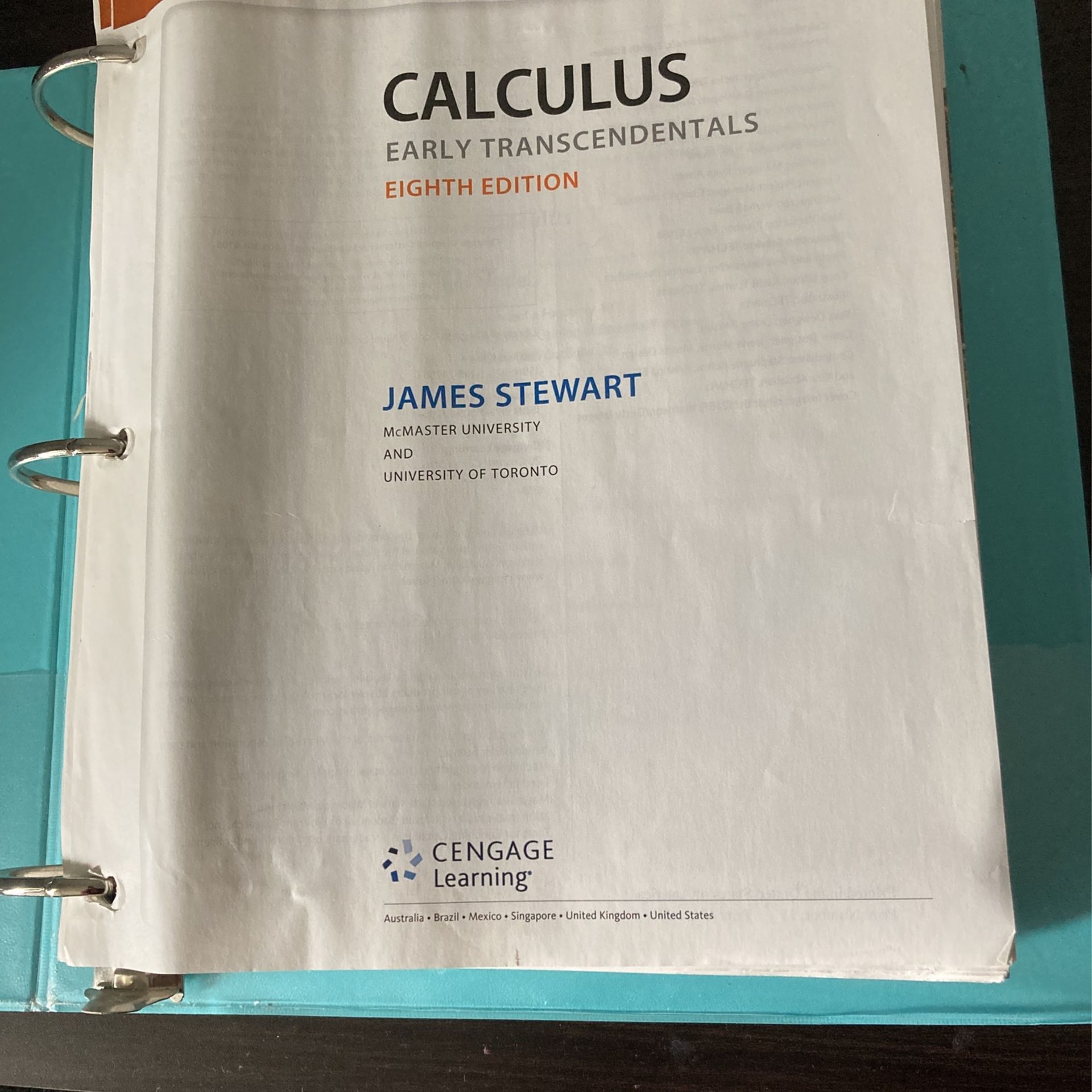 James Stewart Calculus Early Transcendentals Eight Edition for Sale in