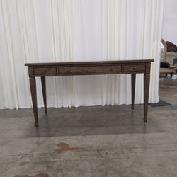 Bassett Wood Three-Drawer Writing Desk with Tapered Legs