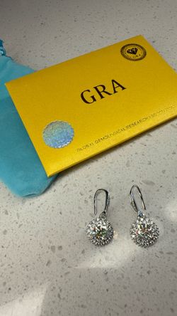 2.0 CT Moissanite Earrings GRA Certified D Color