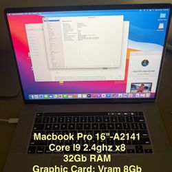 Macbook PRO 16" A2141 Max Opts