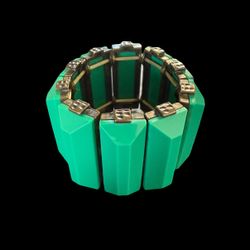GORGEOUS Vintage Green Lucite Chunky Wide Retro Stretch Bracelet 