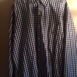 Chaps Long Sleeve XLT White Blue Grey And Black Plaid