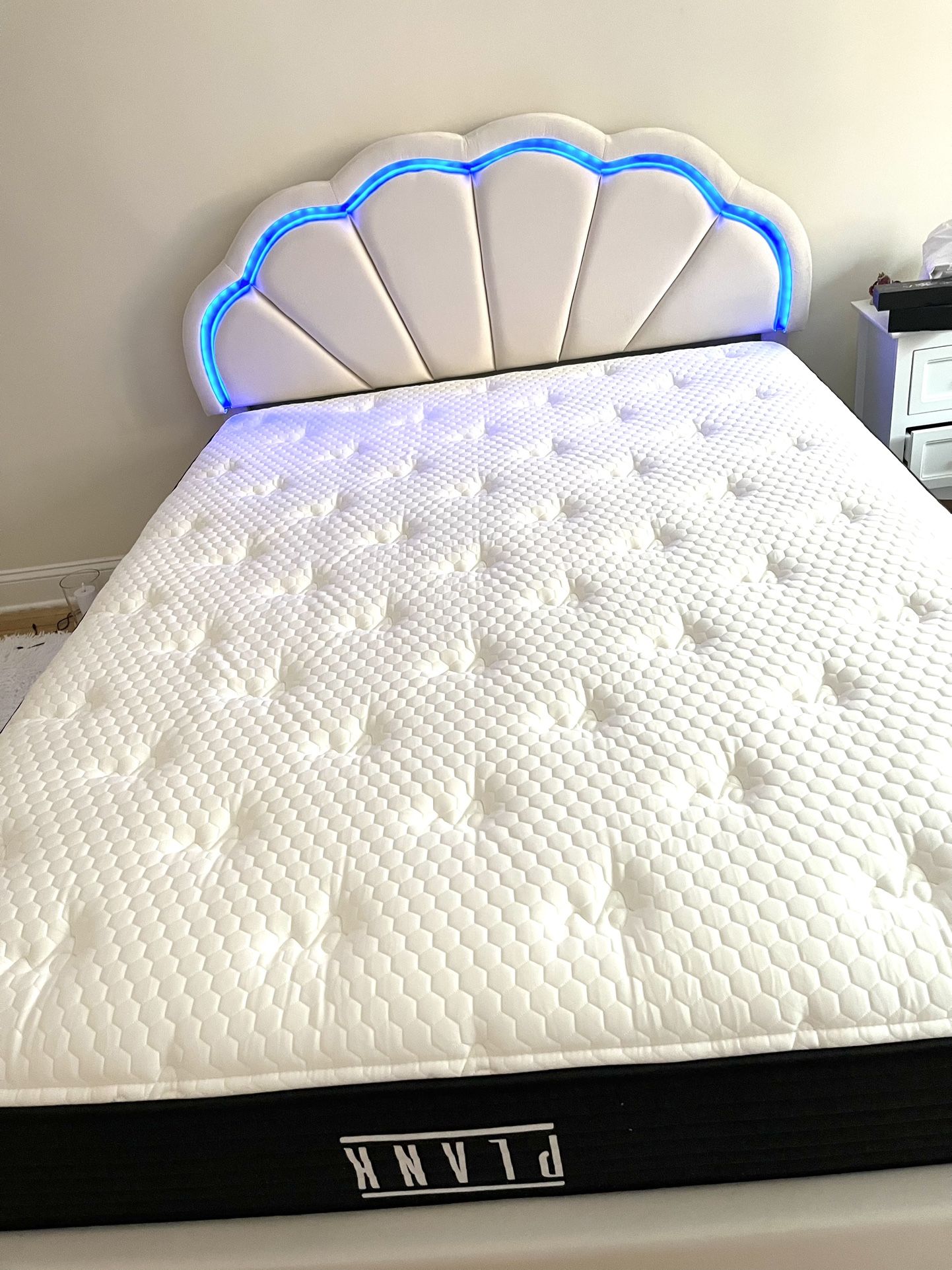 Queen Mattress (Plank), LED Headboard and Bed Frame Set