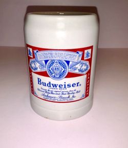Vintage Budweiser BeerStein Mug Ceramarte Stoneware Brewery Cup