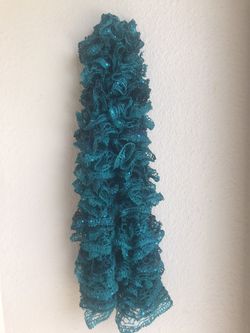 Fancy ruffle scarf color Turquoise green