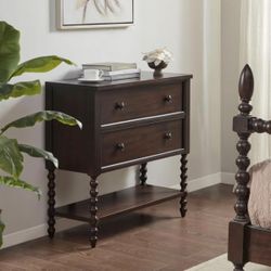 Morocco Brown Wooden Nightstand with 2 Drawers 