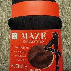 Brand New pair of Maze Collection black fleece-lined leggings in size L/XL