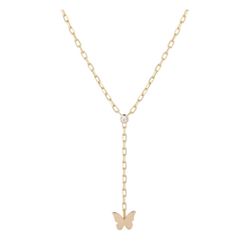 14K Gold Plated Cubic Zirconia Butterfly Necklace
