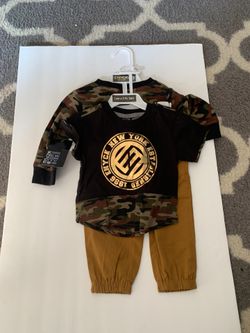 Brand new infant 3 piece Enyce set camo. Size 12 months. With tags never worn.