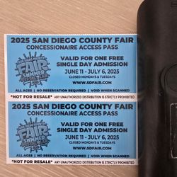 Del Mar fair tickets.