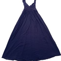 White House Black Market Navy Blue Convertible Chiffon Gown Dress Sz 6 WHBM