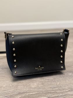 Kate Spade New York Sanders Place Avva Studded Crossbody Purse – Black Leather