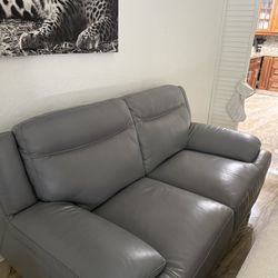 Gray leather sofa