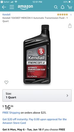 Kendal transmission fluid retail $16ea!