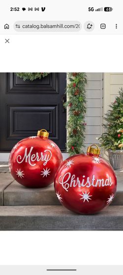 XL Merry Christmas Ornaments Balsam 26" huge ornament pair Xmas decorations