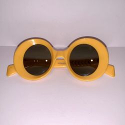Lovely Optique 1960s Vintage Yellow Round Sunglasses, Italy