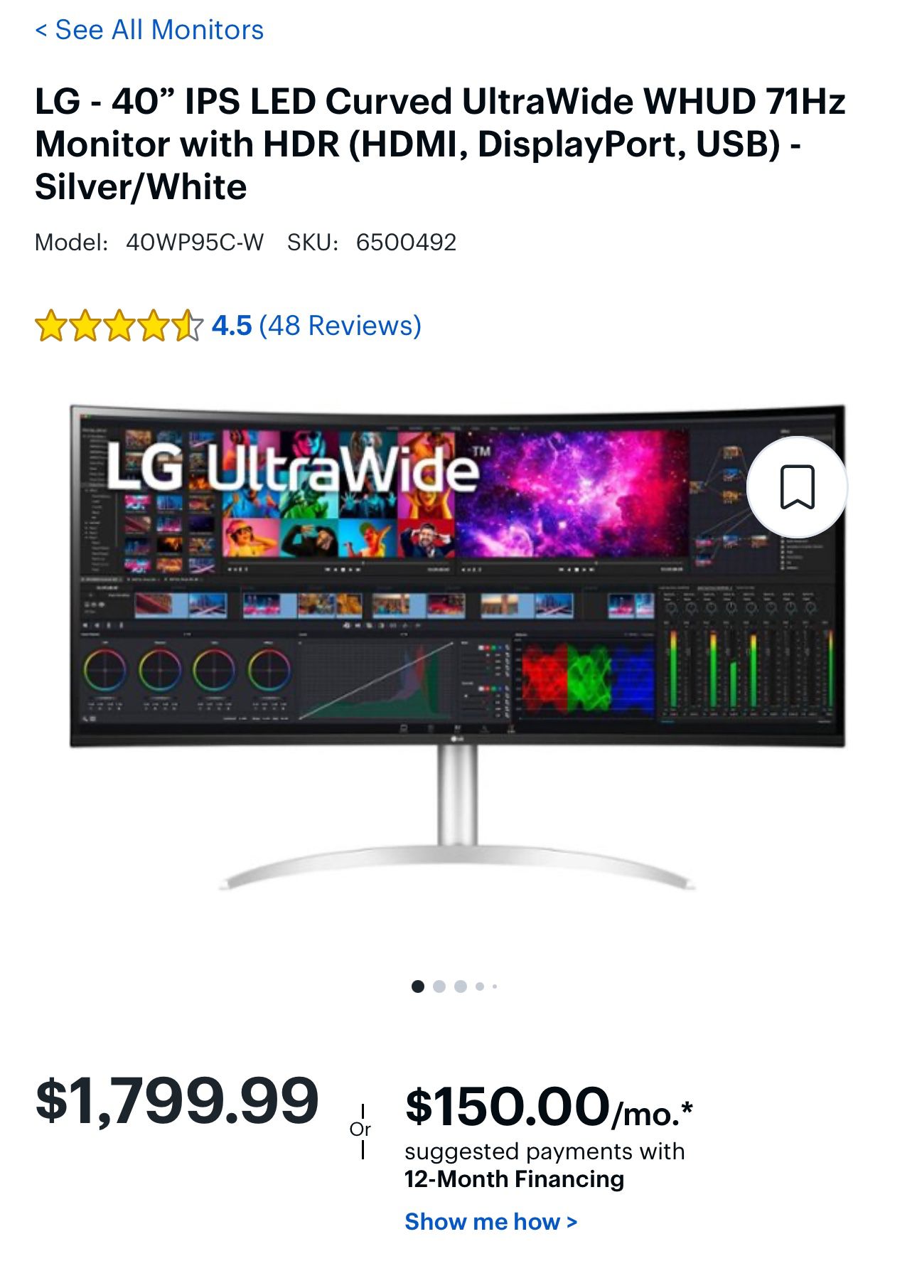 LG Ultrawide 40’ 5k Monitor