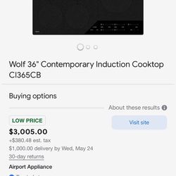 Wolf Cooktop (Electric) With matching Vent