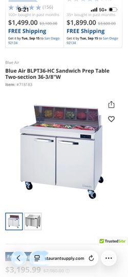 Blue Air BLPT36-HC Sandwich Prep Table